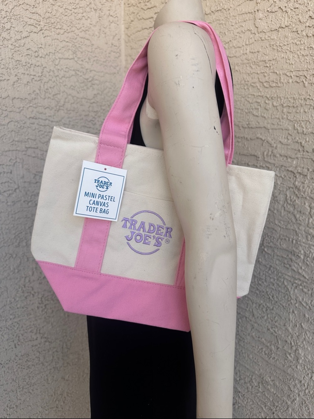 Trader Joe's Pink-Trim Canvas Tote